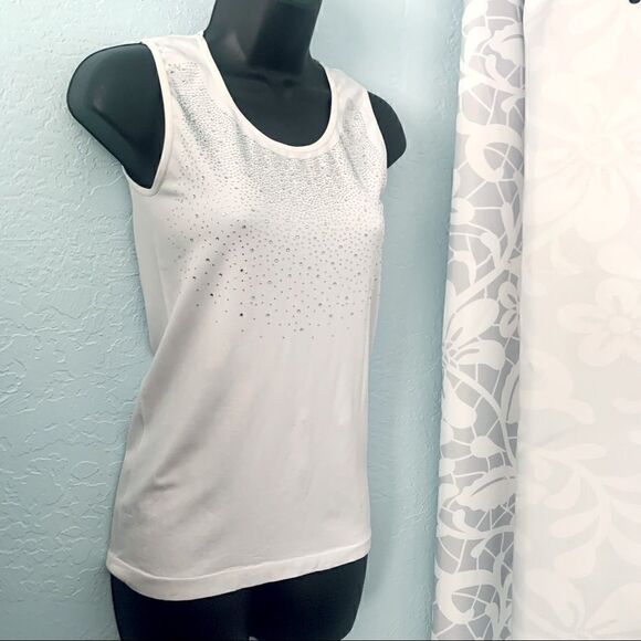 LC Couture White Rhinestone Embellished Tank Top Size Small - Picture 5 of 10